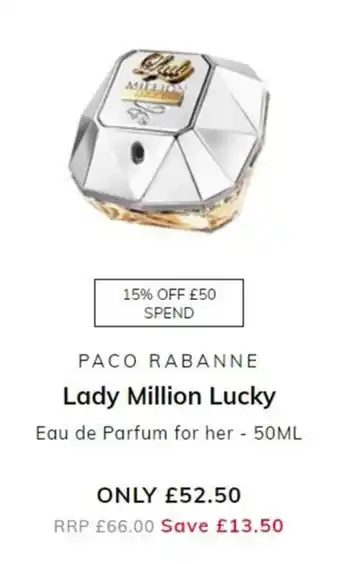 The Perfume Shop Paco Robanne - Lady Million Lucky 50ml offer