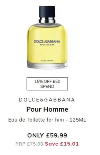 The Perfume Shop Dolce&Gabana - Pour Homme 125ml offer