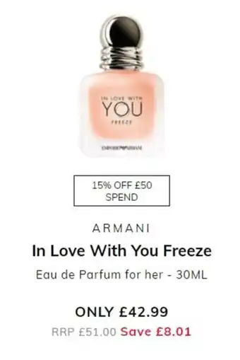 The Perfume Shop Armani - In Love With You Freeze 30ml offer