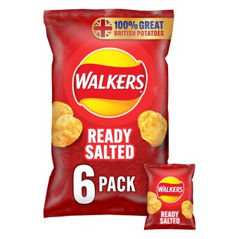 Tesco Walkers ready salted crisps 6x25g offer