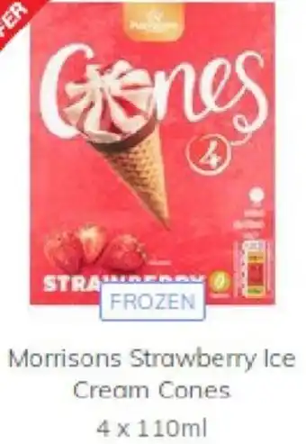 Morrisons Morrisons Strawberry Ice Cream Cones 4 x 110ml offer
