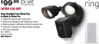 Costco Ring Floodlight Cam Wired Plus In BLack & Chime Pro offer