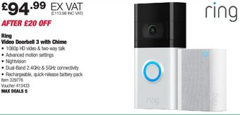 Costco Ring Video Doorbell 3 With Chime offer