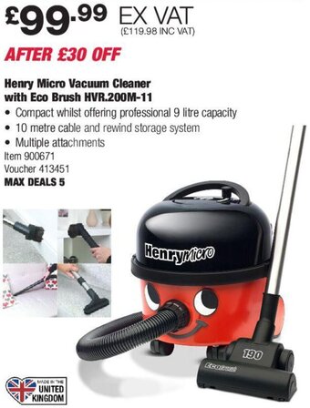 Costco Henry Micro Vacuum Cleaner With Eco Brush HVR.200M-11 offer