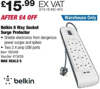 Costco Belkin 8 Way Socket Surge Protector offer