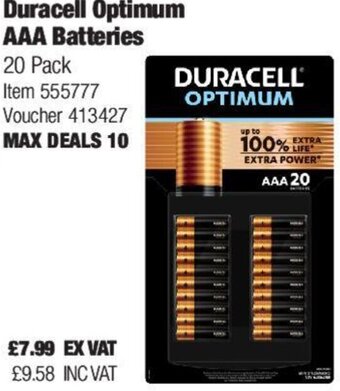 Costco Duracell Optimum AAA Batteries offer