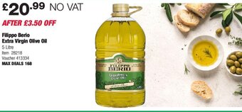 Costco Filippo Berio Extra Virgin Olive Oil 5 Litre offer