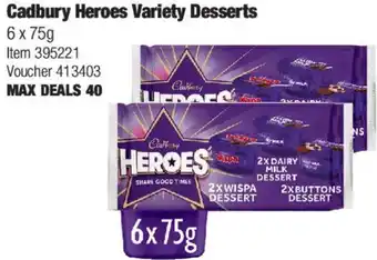 Costco Cadbury Heroes Variety Desserts 6 x 75g offer