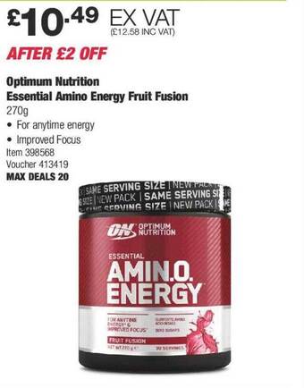 Costco Optimum nutrition essential amino energy fruit fusion offer