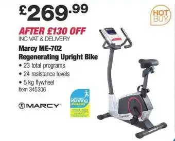 Costco Marcy me-702 regenerating upright bike offer