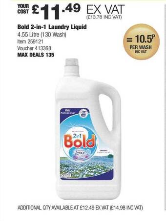 Costco Bold 2-in-1 laundry liquid offer