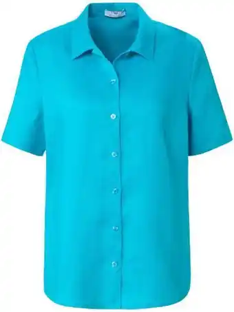 Peter Hahn Short-sleeved blouse in 100% linen peter hahn turquoise size: 10 offer