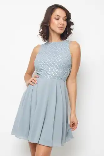 TFNC London Tfnc lace & beads junko light blue dress offer