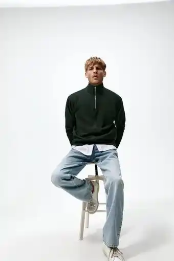 ZARA Sweatshirt with zip collar offer