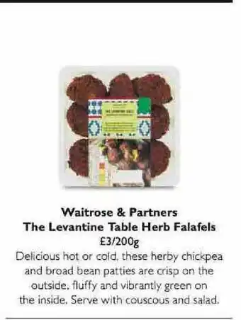 Waitrose Waitrose & Partners The Levantine Table Herb Falafels offer