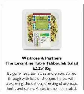Waitrose Waitrose & Partners The Levantine Table Tabbouleh Salad offer