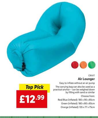 Lidl Crivit Air Lounger offer