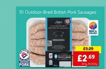 Lidl 10 Outdoor-bred British Pork Sausages offer