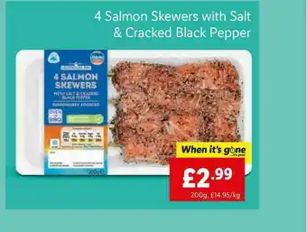 Lidl 4 Salmon Skewers With Salt & Craked Black Pepper offer