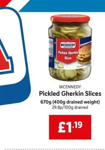 Lidl Mcennedy Pickles Gherkin Slices offer