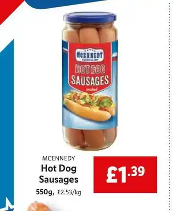 Lidl Mcennedy Hot Dog Sausages offer