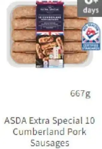 Asda ASDA Extra Special 10 Cumberland Pork Sausages 667g offer