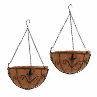Home Bargains Jardin: 2 hanging baskets 12" - fleur-de-lis offer