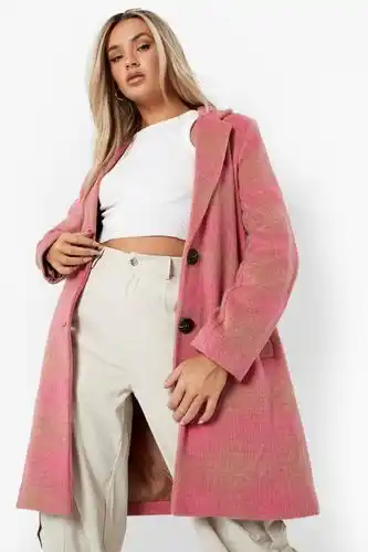 Boohoo Boohoo womens check tailored wool coat - pink - 8, pink offer