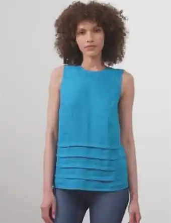 Marks & Spencer Jaeger womens pure linen layered sleeveless blouse - 8 - bright blue, bright blue,hot pink offer