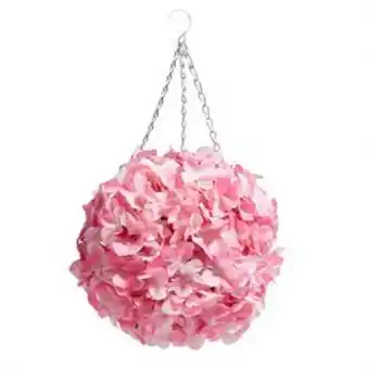 Home Bargains Jardin: artificial topiary hydrangea ball - pink offer