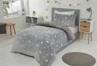 Home Bargains Sleepdown glow in the dark moons & stars fleece duvet set offer