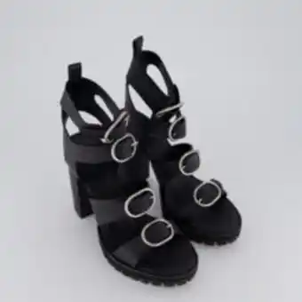 TK Maxx Black leather osuna heeled sandals offer