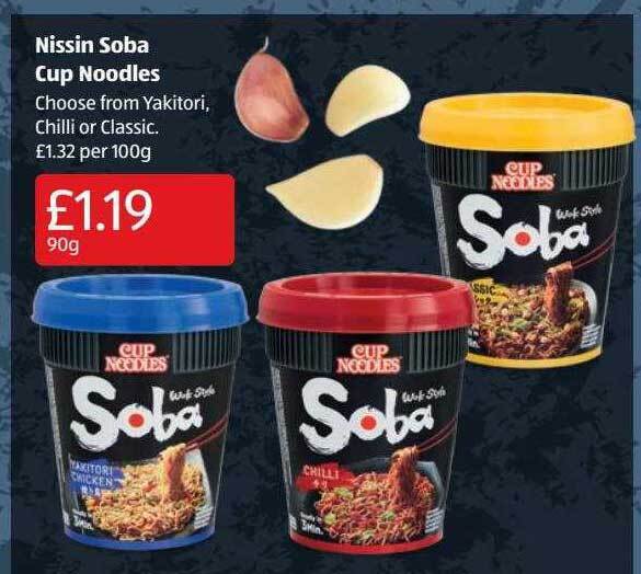 Cup noodles nissin soba offer at Aldi