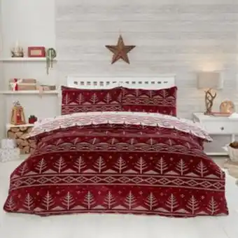 Home Bargains Home collections: christmas fairisle printed fleece red duvet set offer