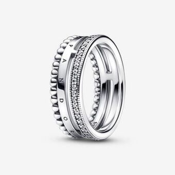 Pandora Pandora signature logo pavé & beads ring offer