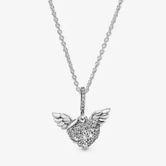 Pandora Pavé heart and angel wings necklace offer