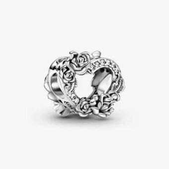 Pandora Open heart & rose flowers charm offer