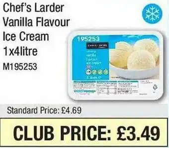 Booker Wholesale Chef's larder vanilla flavour ice cream offer