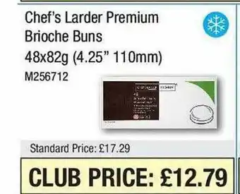 Booker Wholesale Chef's larder premium brioche buns offer