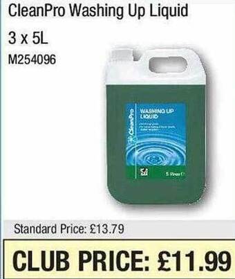 Booker Wholesale Cleanpro washing up liquid offer