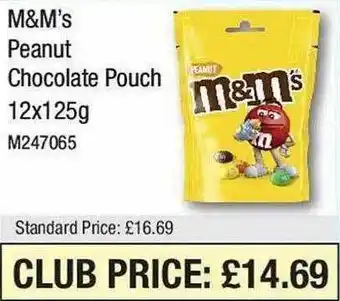 Booker Wholesale M&m's peanut chocolate pouch offer