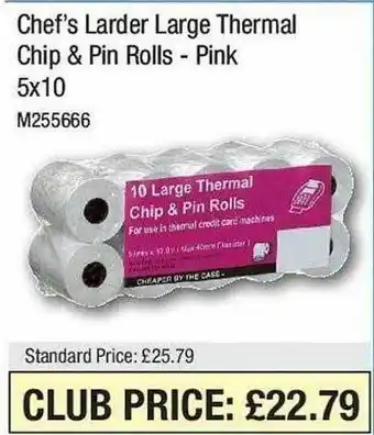 Booker Wholesale Chef's larder large thermal chip & pin rolls - pink offer