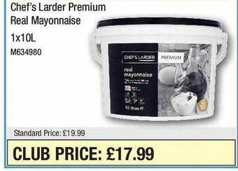 Booker Wholesale Chef's larder premium real mayonnaise offer