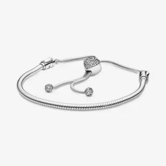 Pandora Pandora moments pavé heart clasp snake chain slider bracelet offer
