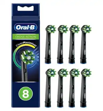 Boots Oral-b crossaction toothbrush head black edition with cleanmaximiser technology, 8 pack offer