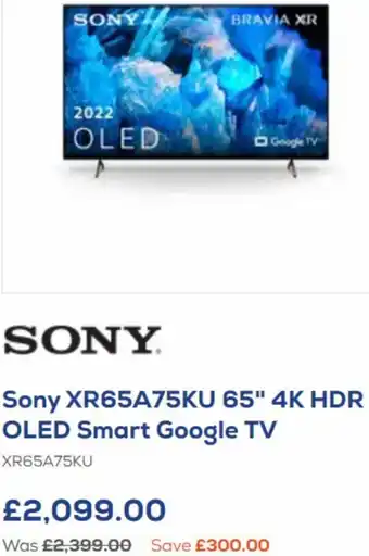 Sony XR65A75KU 65" 4K HDR OLED Smart Google TV