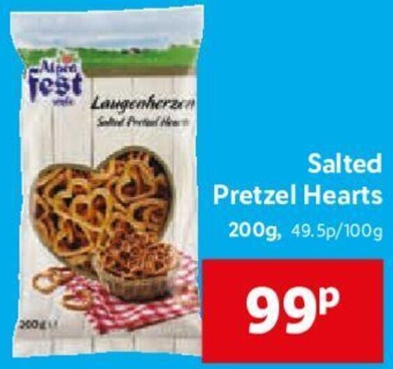 Salted Pretzel Hearts 200g offer at Lidl