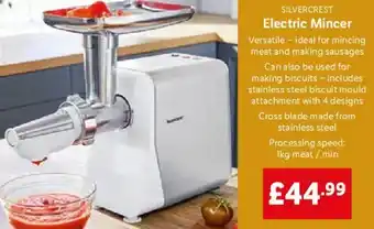 Lidl Silvercrest Electric Mincer offer