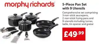 Lidl Morphy Richards 5-Piece Pan Set With 9 Utensils offer