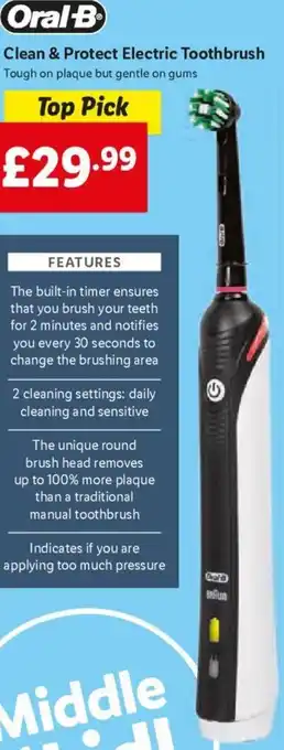 Lidl Oral-B Clean & Protect Electric Toothbrush offer